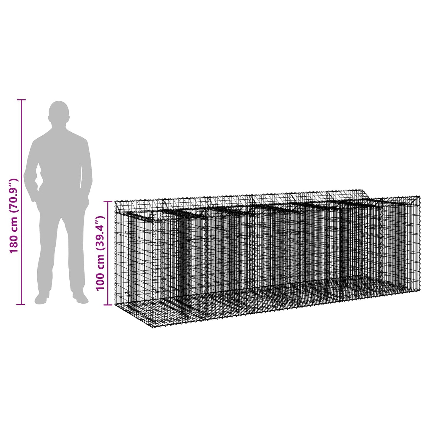 Gabion Raised Bed 3 pcs Silver