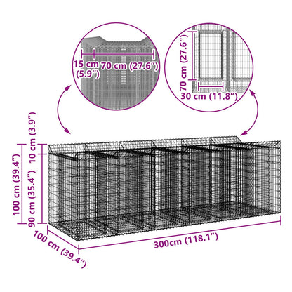 Gabion Raised Bed 3 pcs Silver
