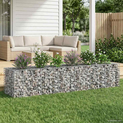 Gabion Raised Bed 2 pcs Silver 260 x 60 x 55 cm