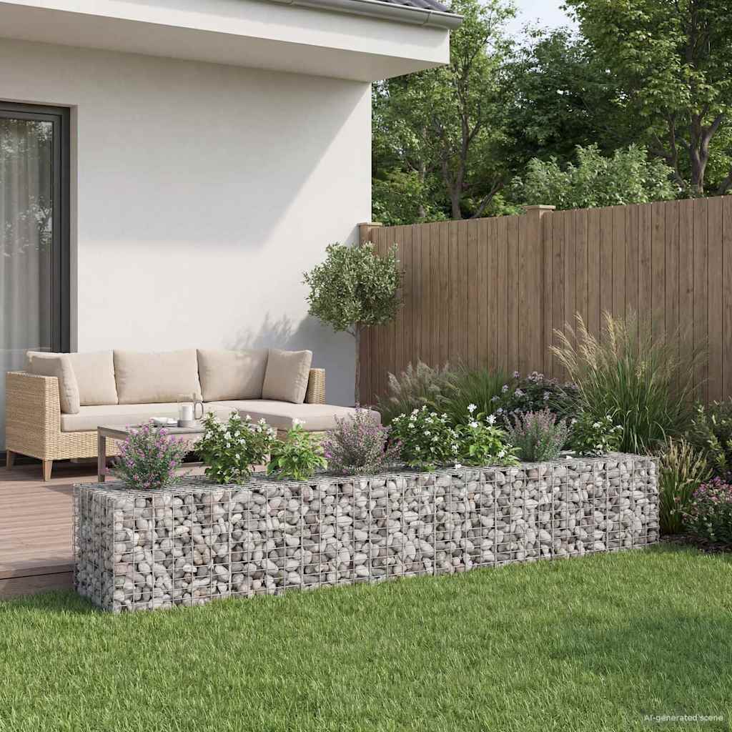 Gabion Raised Bed 2 pcs Silver 340 x 60 x 55 cm