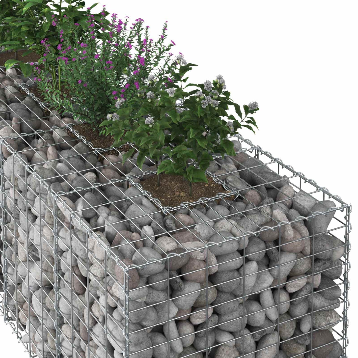Gabion Raised Bed 2 pcs Silver 340 x 60 x 55 cm