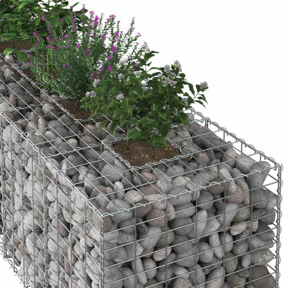 Gabion Raised Bed 2 pcs Silver 340 x 60 x 55 cm