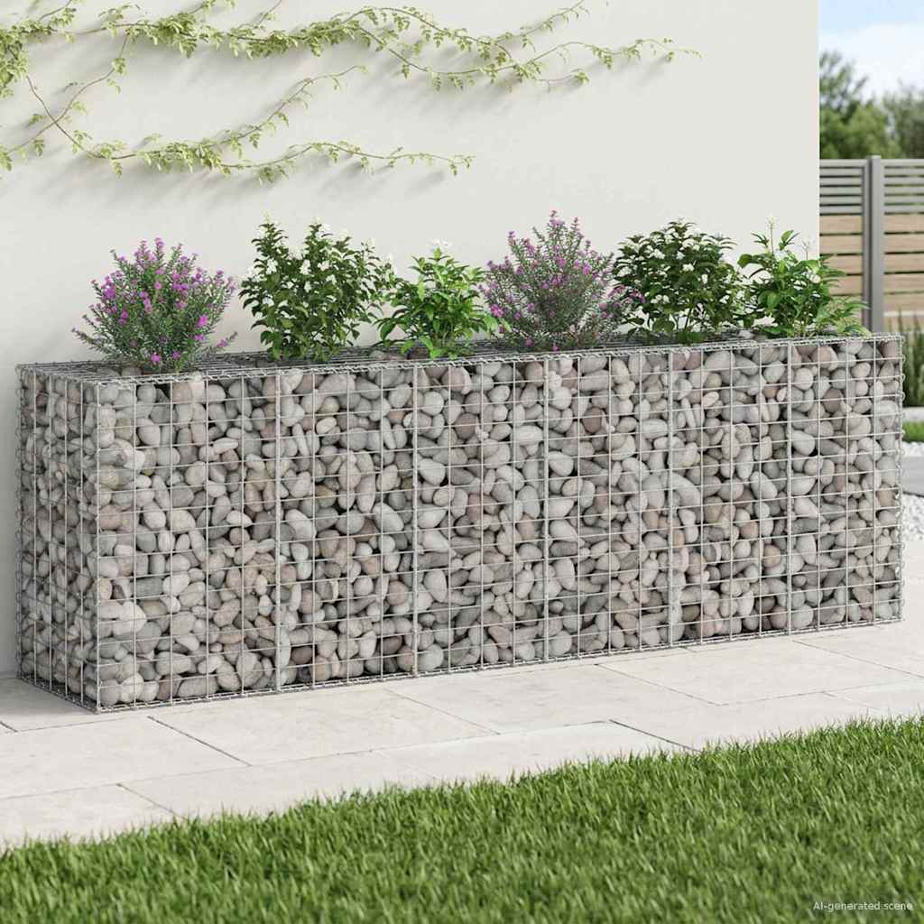 Gabion Raised Bed 2 pcs Silver 250 x 50 x 80 cm