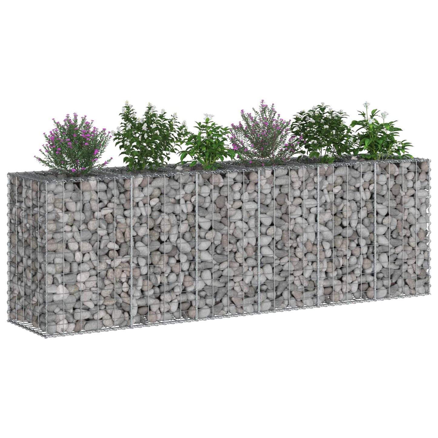 Gabion Raised Bed 2 pcs Silver 250 x 50 x 80 cm
