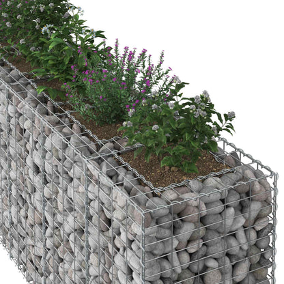 Gabion Raised Bed 2 pcs Silver 330 x 50 x 80 cm