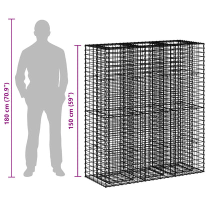 Gabion Raised Bed 2 pcs Silver 130 x 50 x 150 cm