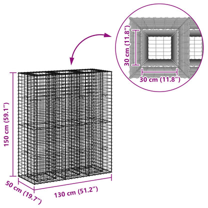 Gabion Raised Bed 2 pcs Silver 130 x 50 x 150 cm