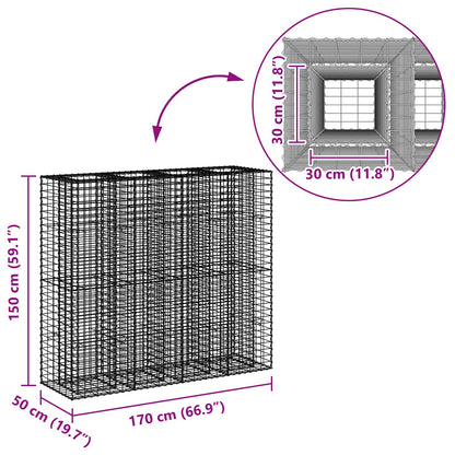 Gabion Raised Bed 2 pcs Silver 170 x 50 x 150 cm