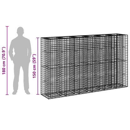 Gabion Raised Bed 3 pcs Silver 250 x 50 x 150 cm