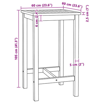 Bar Table Natural 60 x 60 x 105 cm Solid-Teak