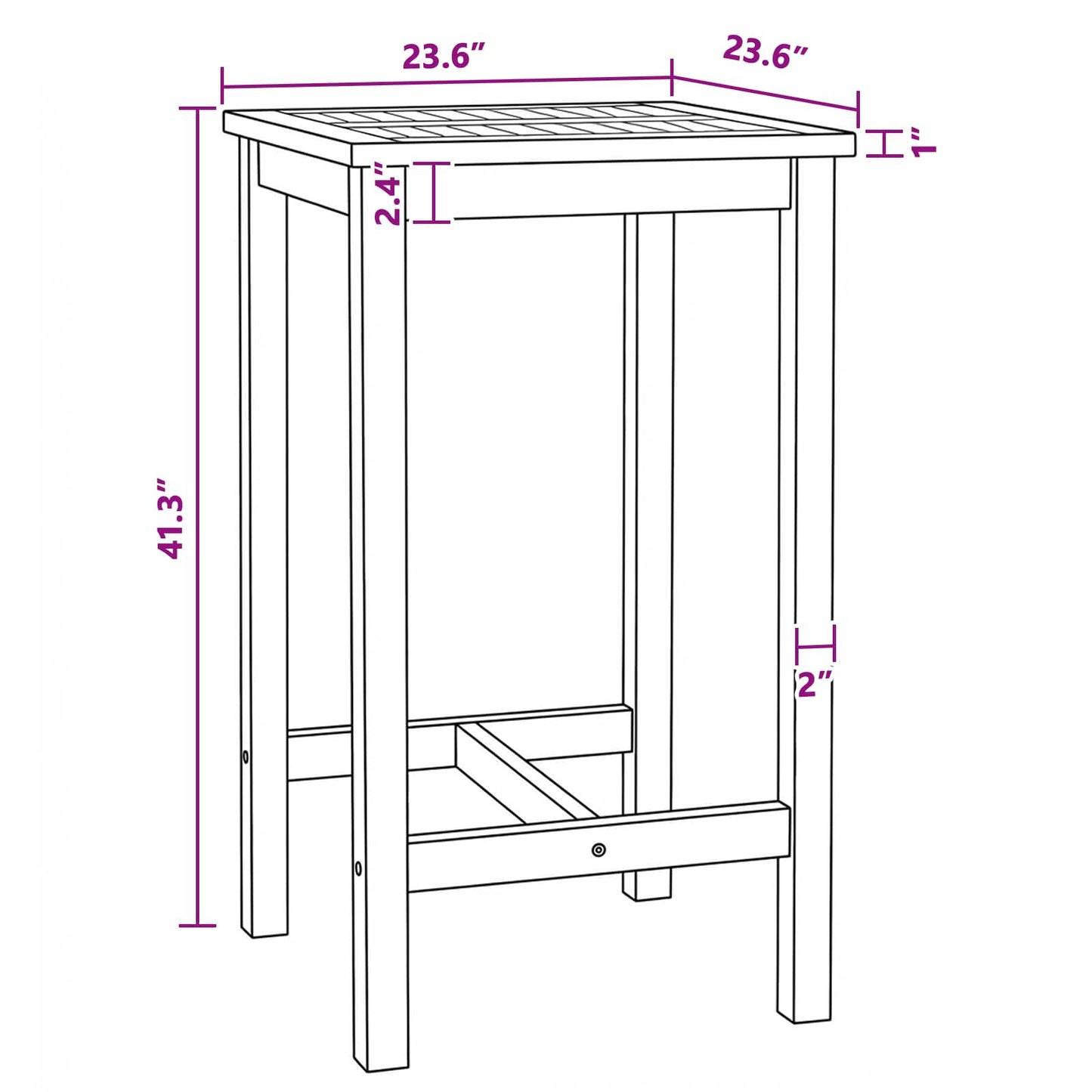 Bar Table Natural 60 x 60 x 105 cm Solid-Teak
