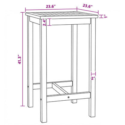 Bar Table Natural 60 x 60 x 105 cm Solid-Teak