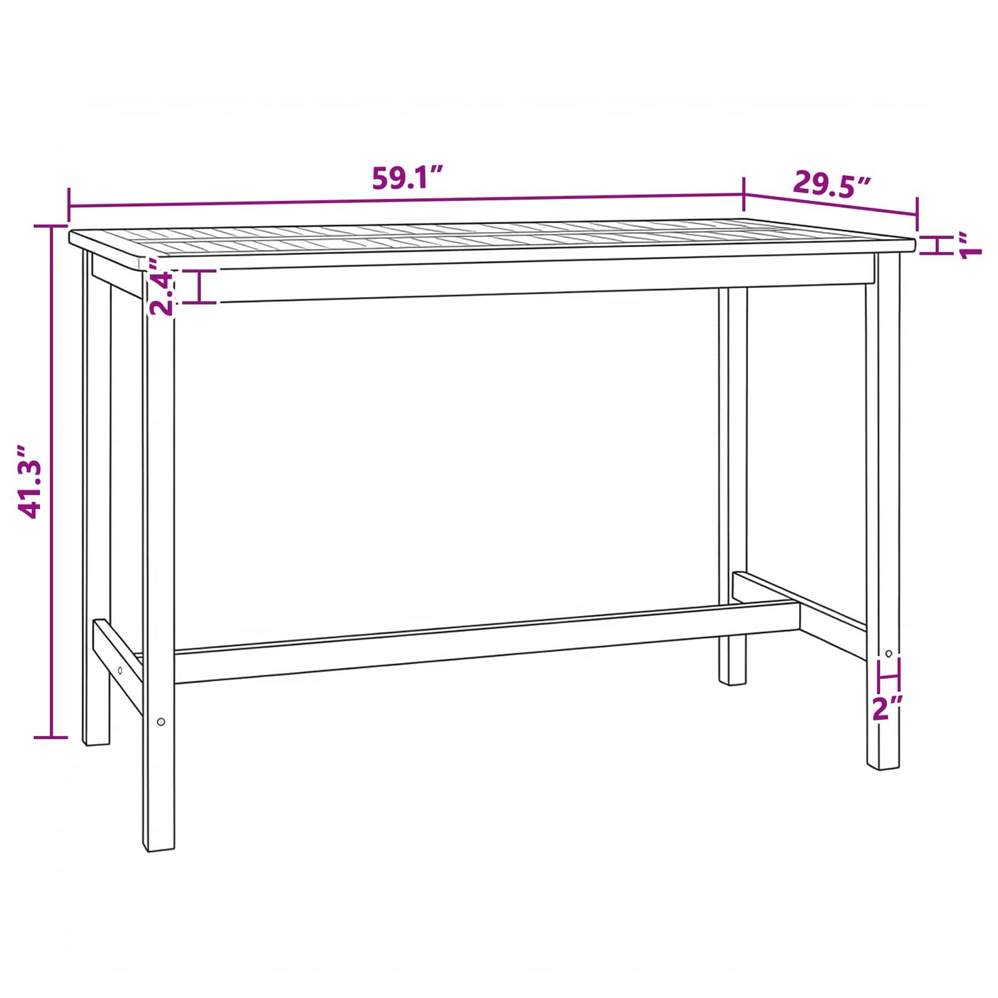 Bar Table Natural 150 x 75 x 105 cm Solid Teak Wood