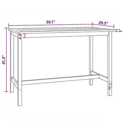 Bar Table Natural 150 x 75 x 105 cm Solid Teak Wood