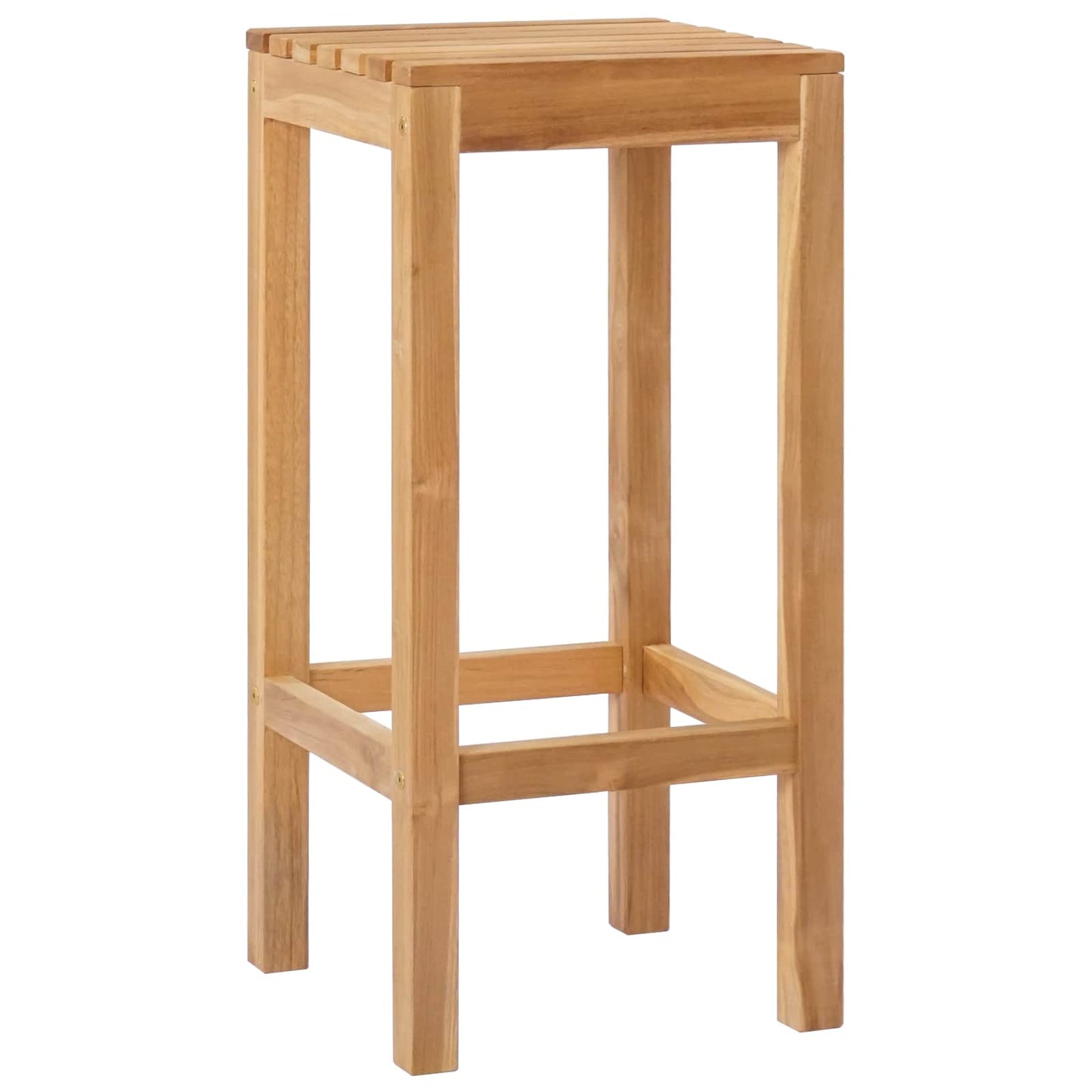 Bar Stool 2 pcs Natural Solid Teak Wood