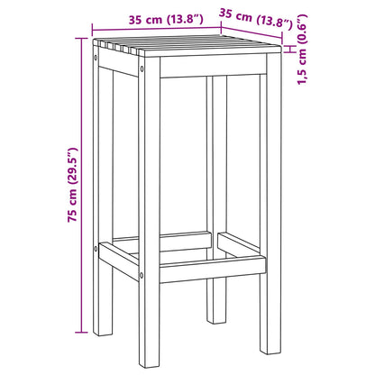 Bar Stool 2 pcs Natural Solid Teak Wood