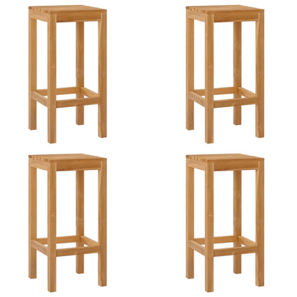 Bar Stool 4 pcs Natural Solid Teak Wood