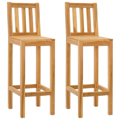 Bar Stool 2 pcs Natural Solid Teak Wood