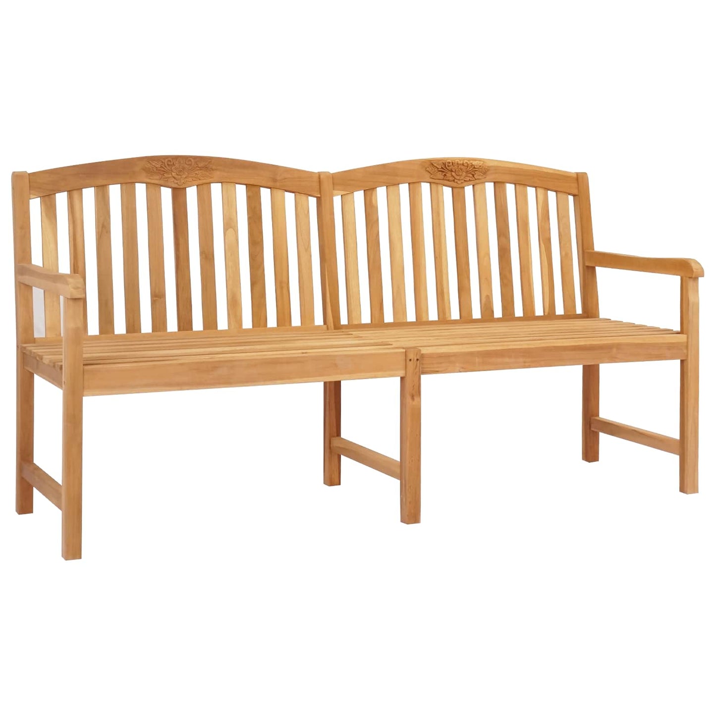 Handcarved Rose Bench 150 x 60 x 90 cm Solid Teak Wood Natural