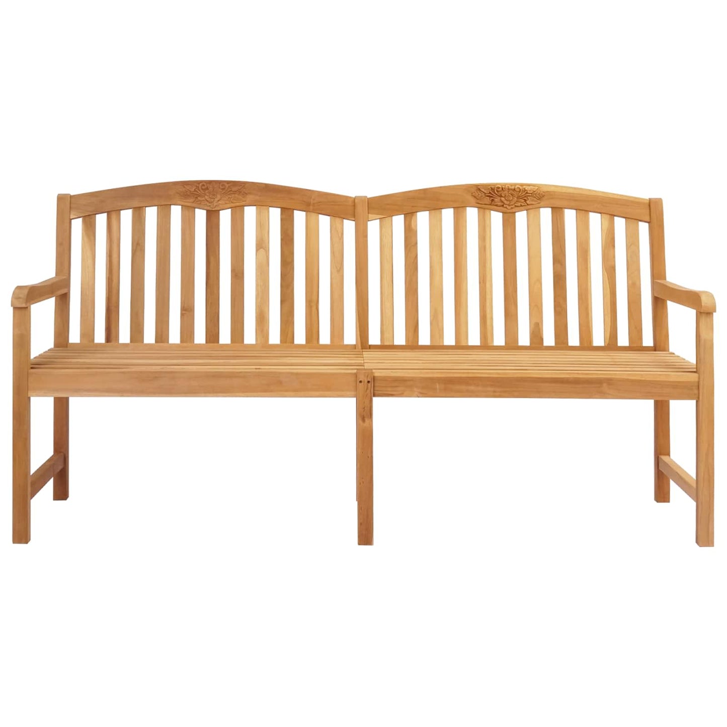 Handcarved Rose Bench 150 x 60 x 90 cm Solid Teak Wood Natural