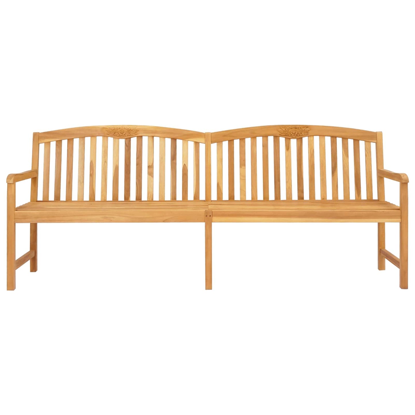 Handcarved Rose Bench 228 x 60 x 90 cm Solid Teak Wood Natural