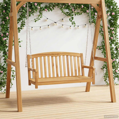Swing Bench Natural 114 x 61 x 61.5 cm Solid Teak Wood