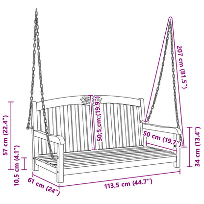 Swing Bench Natural 114 x 61 x 61.5 cm Solid Teak Wood