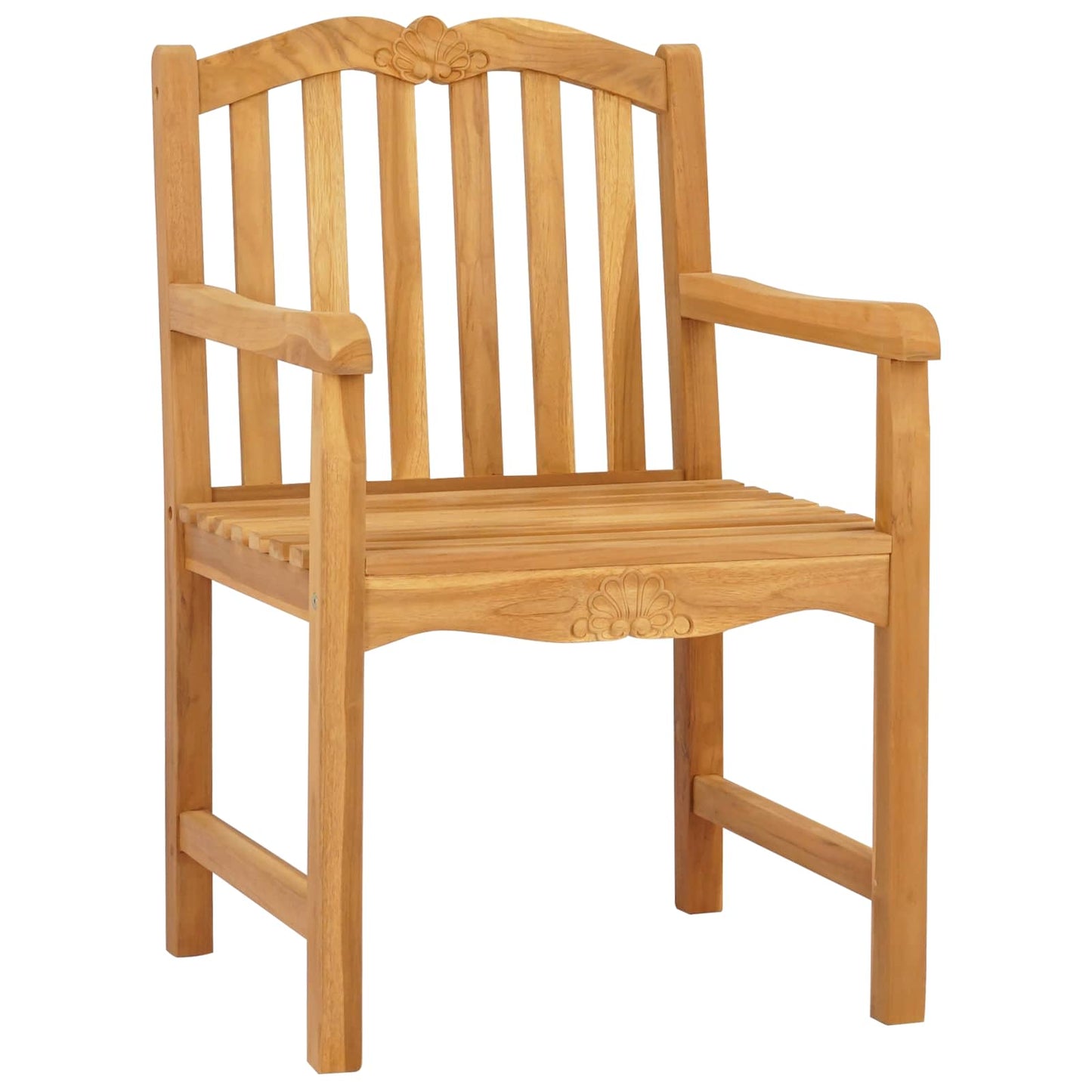 Handcarved Rose Chair 2 pcs Natural Solid Teak Wood