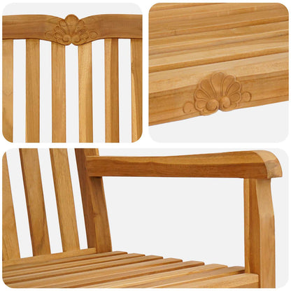 Handcarved Rose Bench Natural 150 x 60.5 x 95 cm