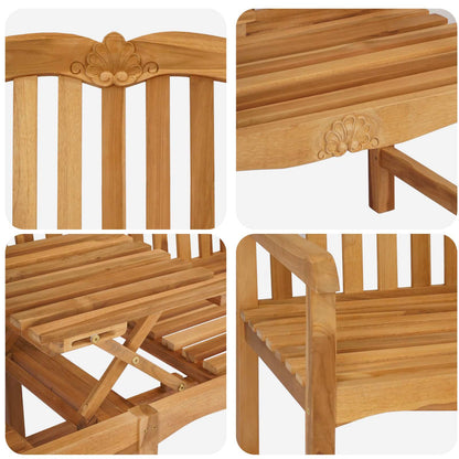 Handcarved Rose Bench Natural 155 x 60 x 94 cm Solid Teak Wood