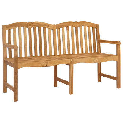 Handcarved Rose Bench 155 x 60 x 94 cm Solid Teak Wood Natural