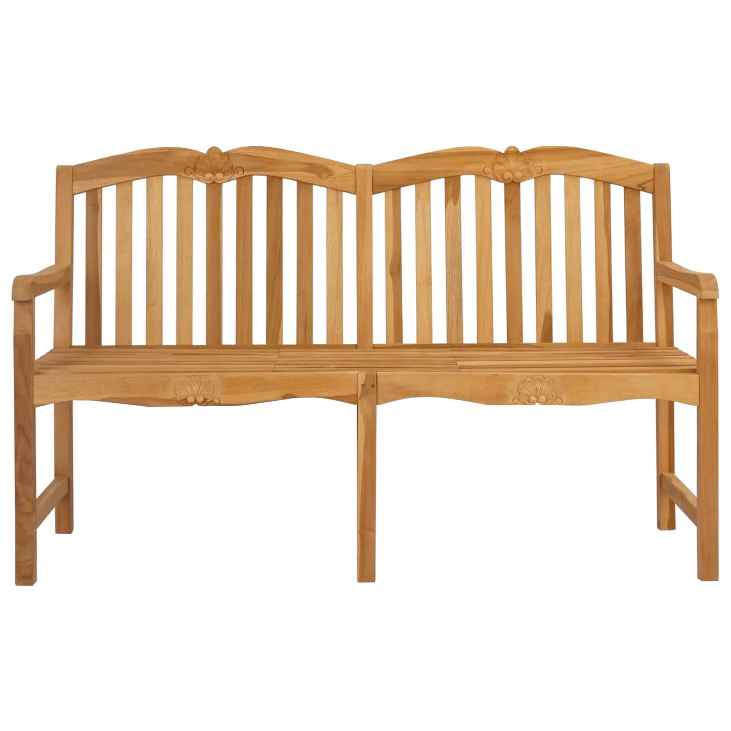 Handcarved Rose Bench 155 x 60 x 94 cm Solid Teak Wood Natural