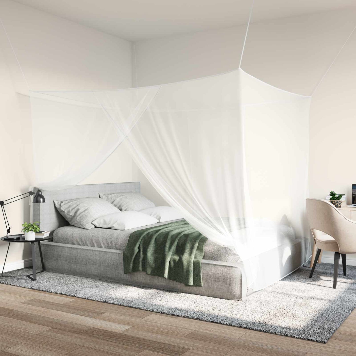 Mosquito Net for Bed 156 Mesh 3 pcs White Polyester