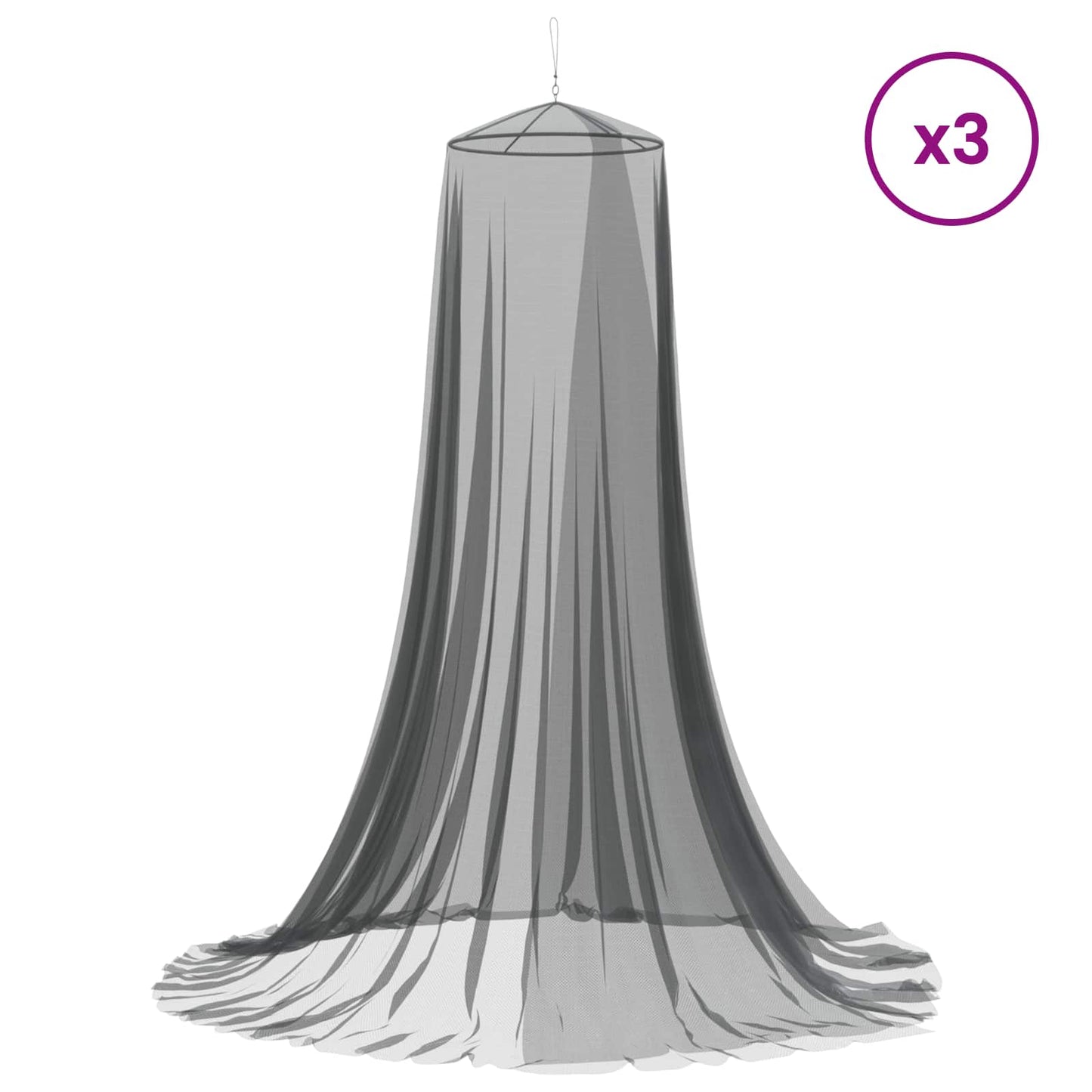 Mosquito Net for Bed 3 pcs 156 mesh Black Ø56 x 220 cm