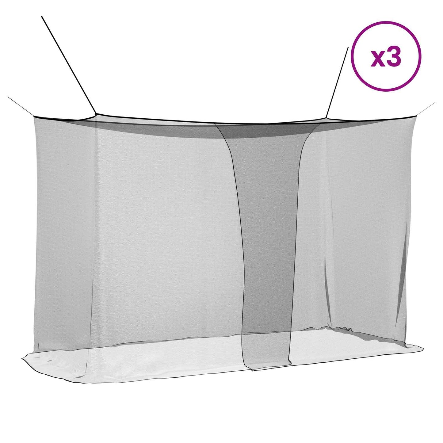 Mosquito Net for Bed 156 Mesh 3 pcs Black Polyester