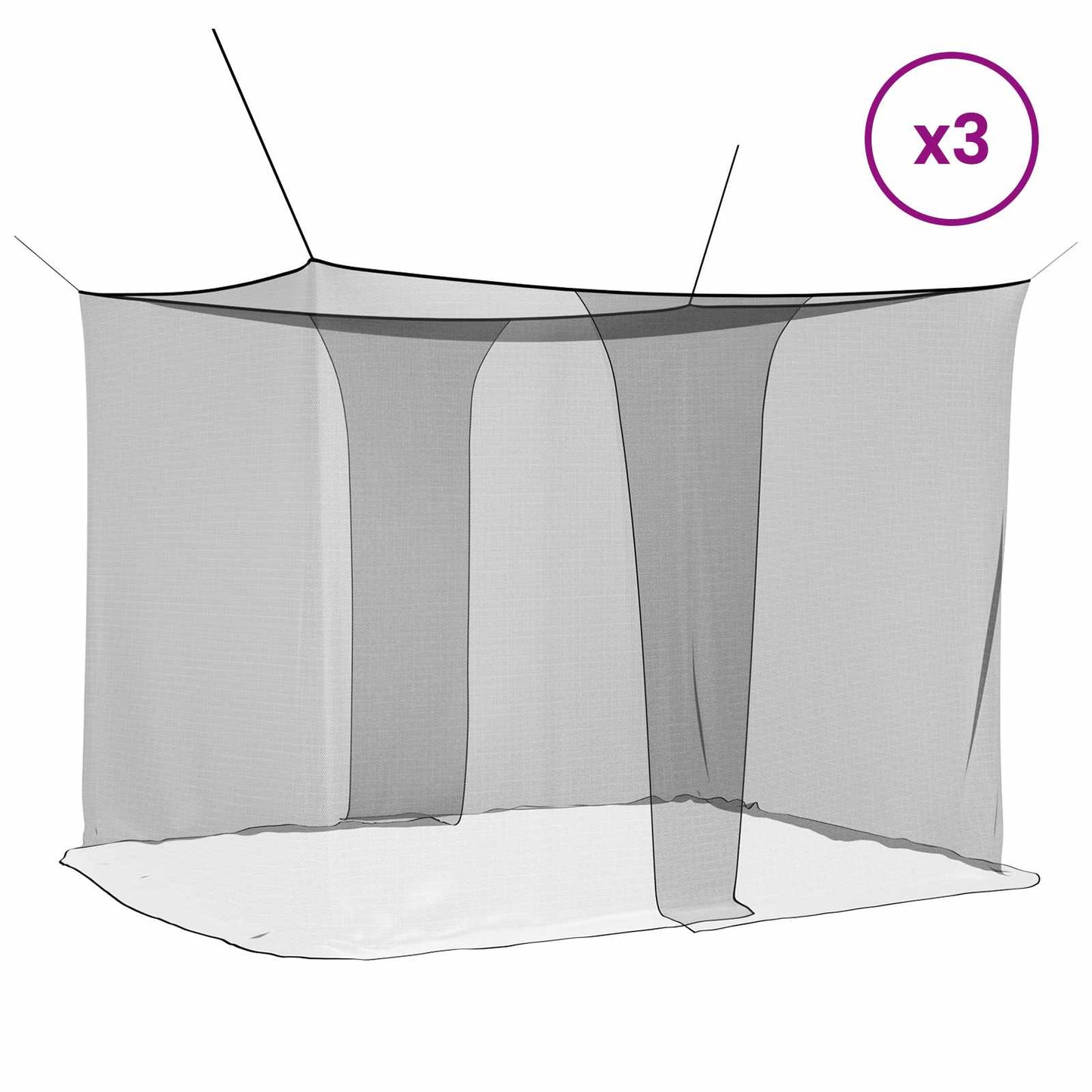 Mosquito Net for Bed 156 Mesh 3 pcs Black Polyester
