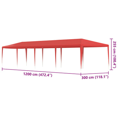 Party Tent Red 1200 x 300 x 255 cm PE and Steel