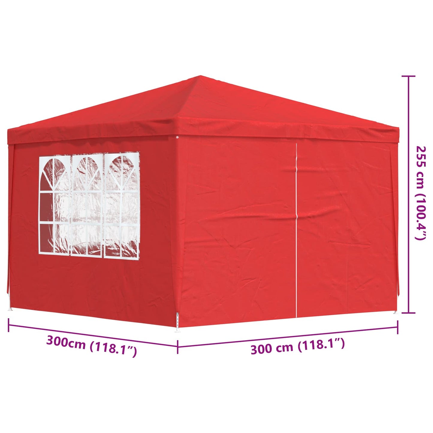 Party Tent 300 x 300 x 255 cm Red PE and Steel
