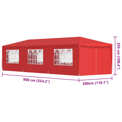 Party Tent 900 x 300 x 255 cm Red PE and Steel
