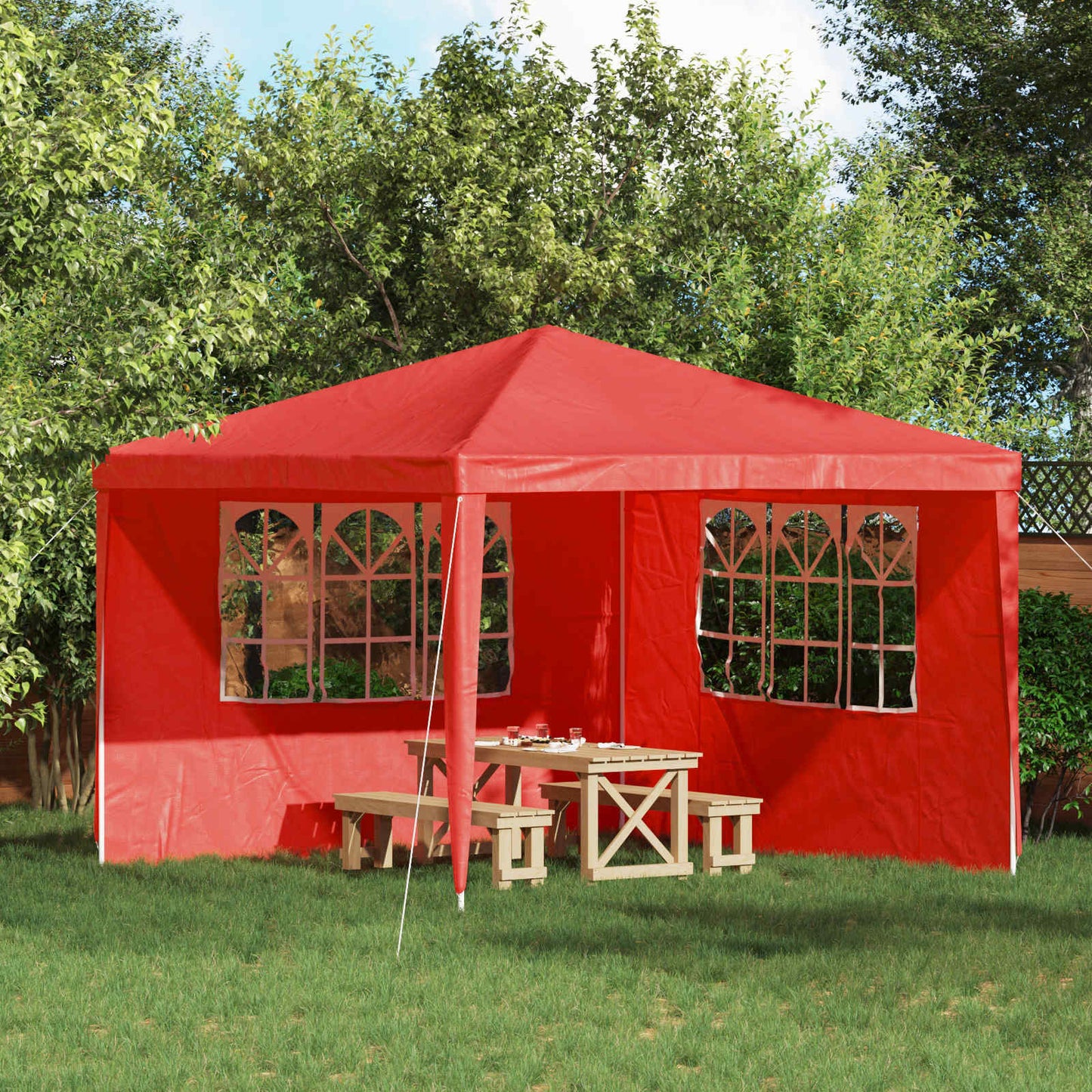 Party Tent Sidewall 2 pcs 300 x 195 cm Red PE and Steel
