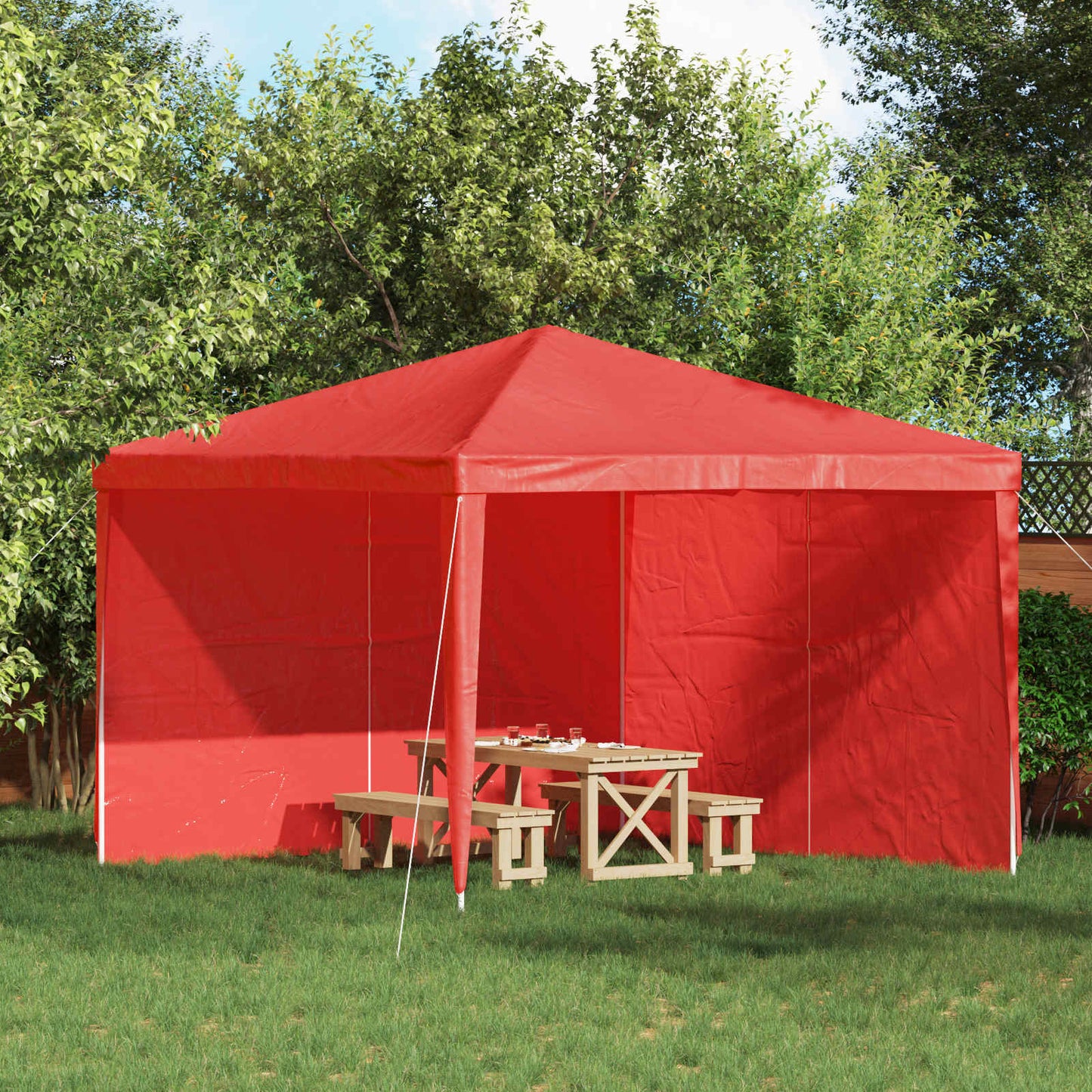 Party Tent Sidewall 2 pcs Red 300 x 195 cm PE and Steel