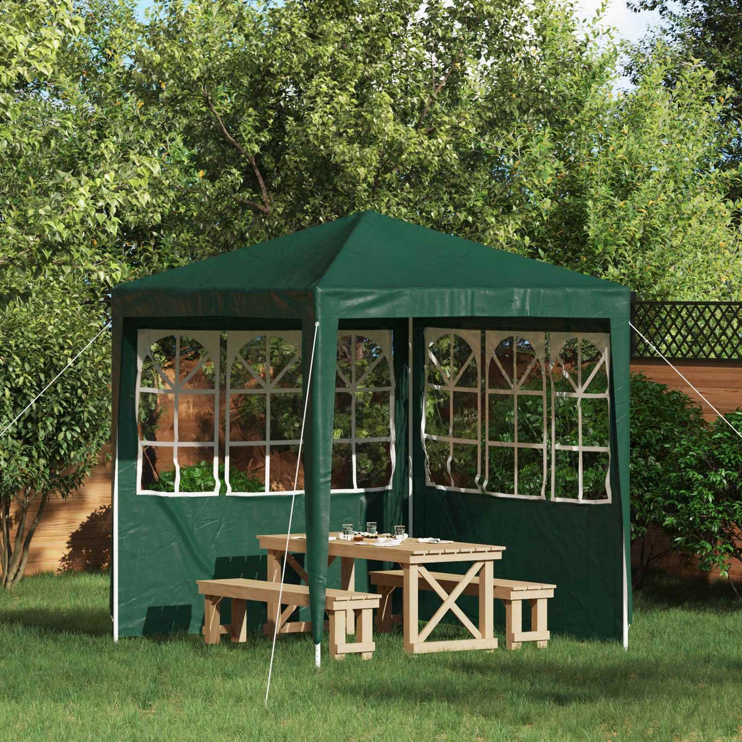 Party Tent Sidewall 2 pcs 200 x 195 cm Green PE and Steel