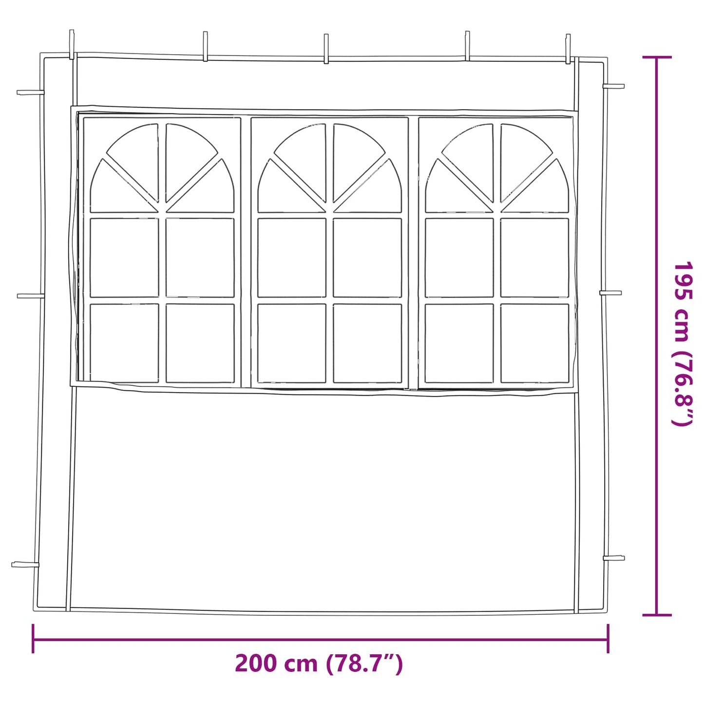 Party Tent Sidewall 2 pcs 200 x 195 cm Green PE and Steel