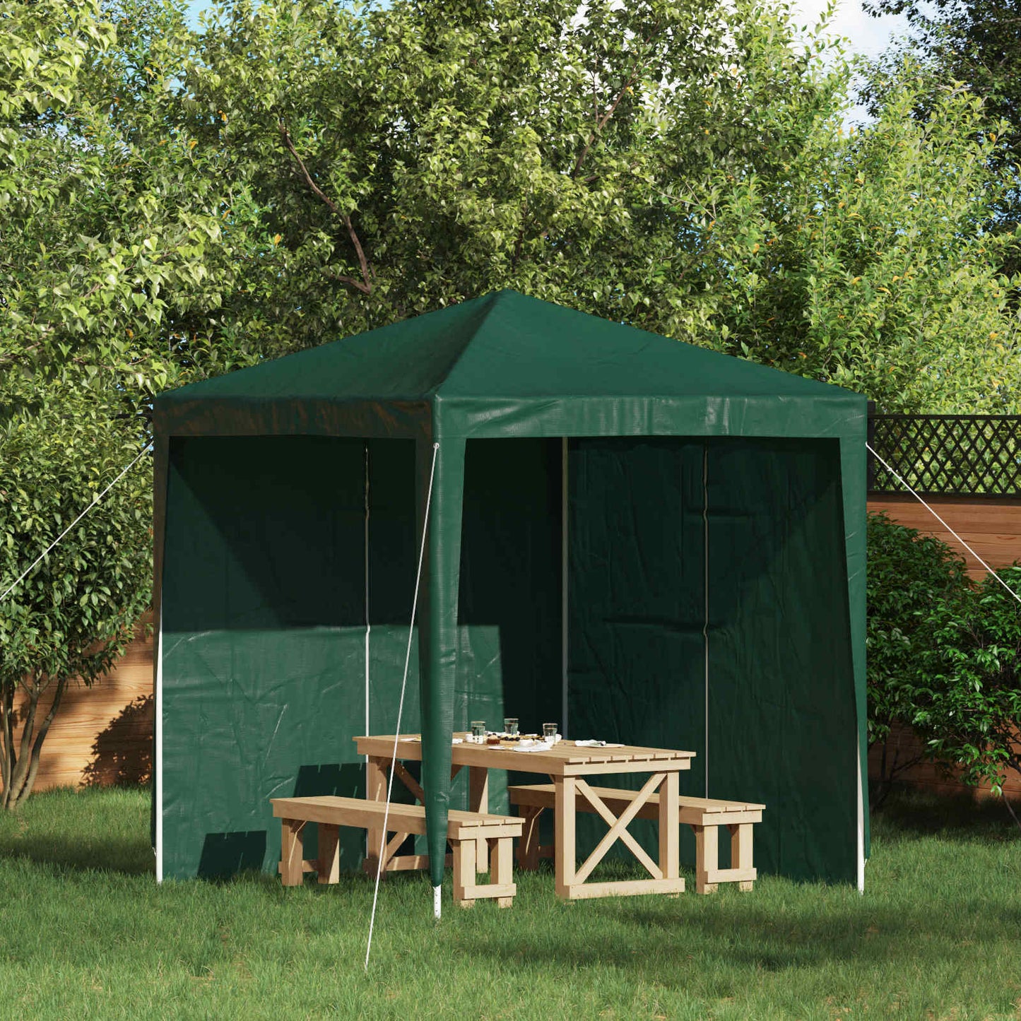Party Tent Sidewall 2 pcs Green 200 x 195 cm PE and Steel