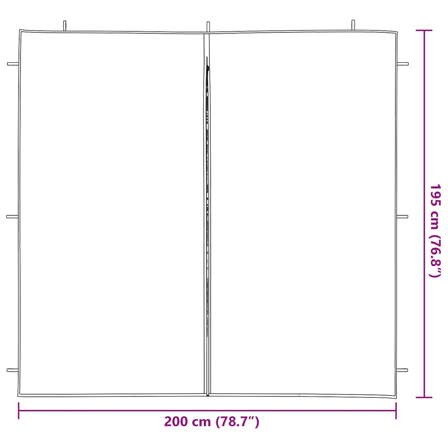 Party Tent Sidewall 2 pcs Green 200 x 195 cm PE and Steel