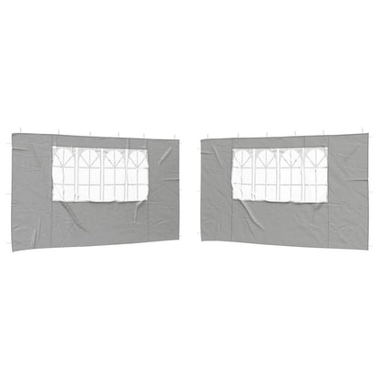 Party Tent Sidewall 2 pcs 400 x 195 cm Light Grey PE and Steel
