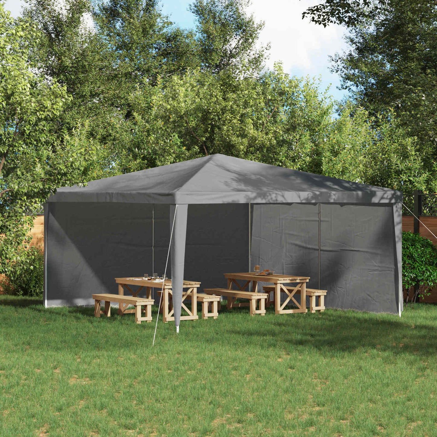 Party Tent Sidewall 2 pcs Light Grey 400 x 195 cm PE and Steel