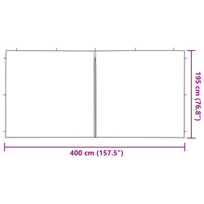 Party Tent Sidewall 2 pcs Light Grey 400 x 195 cm PE and Steel