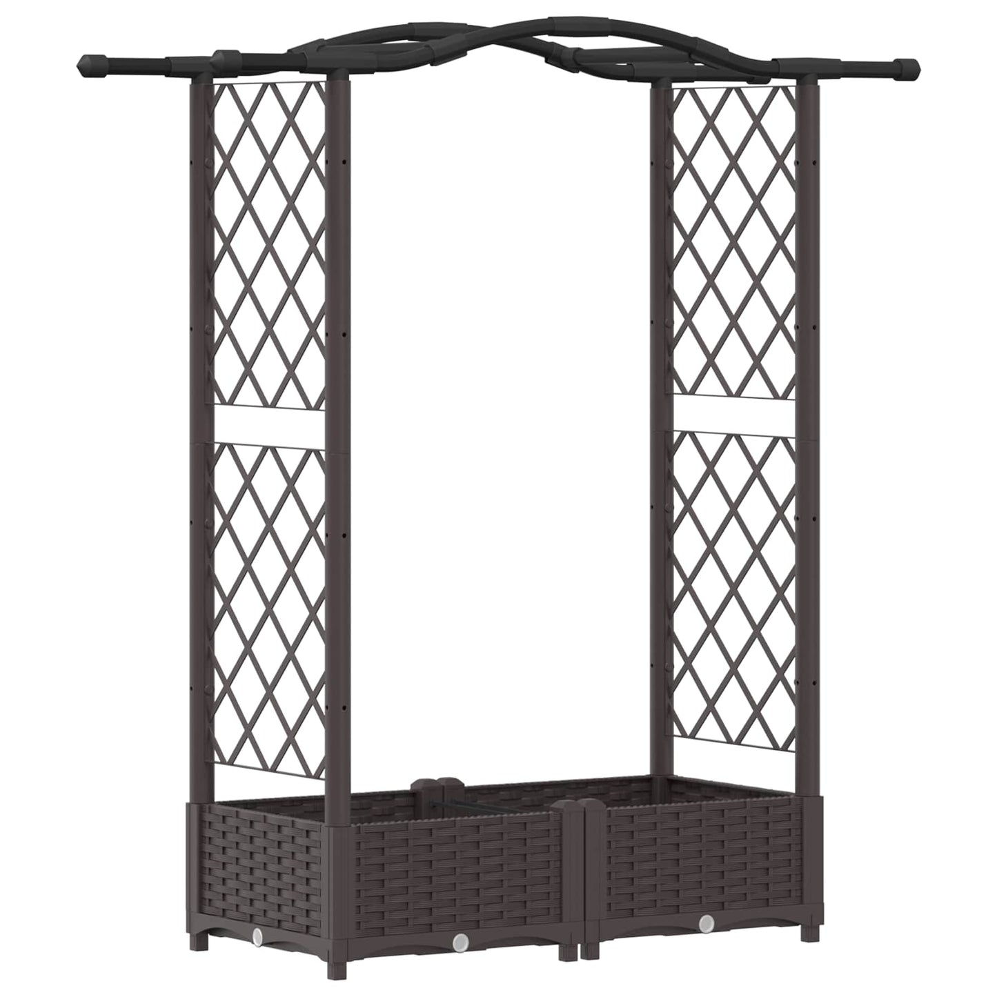 Raised Bed with Trellis and Roof Brown 124 x 40 x 125 cm PP