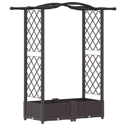 Raised Bed with Trellis and Roof Brown 124 x 40 x 125 cm PP